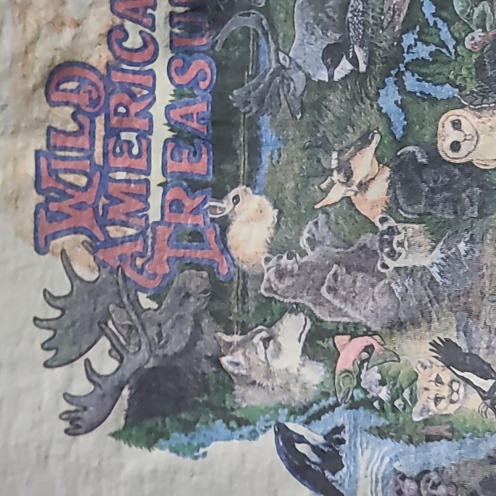 Vintage 1995 single stitch tshirt Wild American Treasures animals XL. Delta - Picture 3 of 12